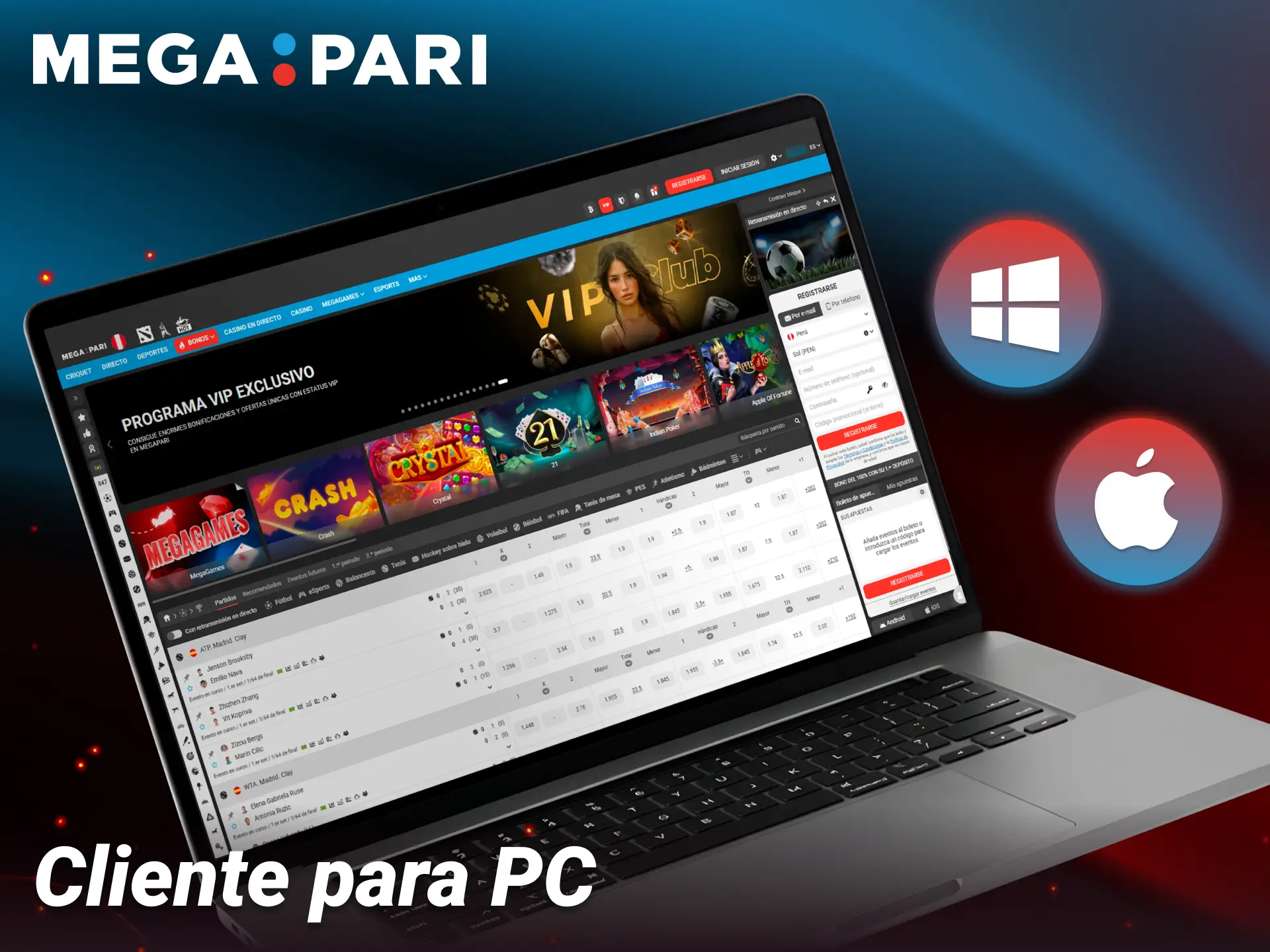 Descarga la aplicación para computadora de Megapari en Windows y Mac.