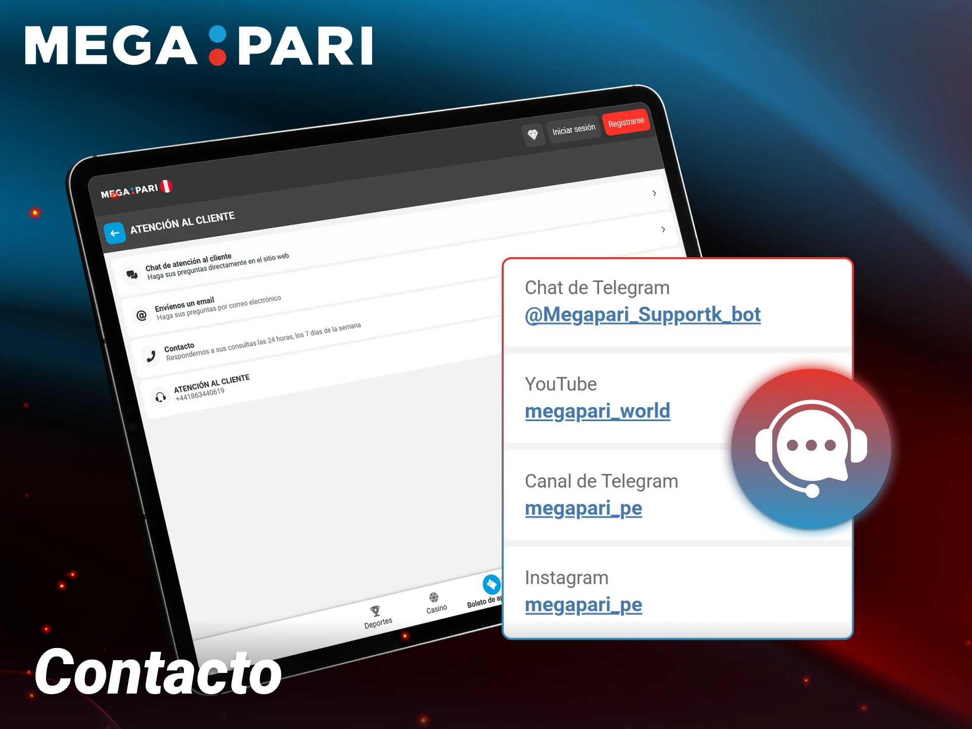 Contacta con el equipo de soporte técnico para resolver dudas en Megapari.