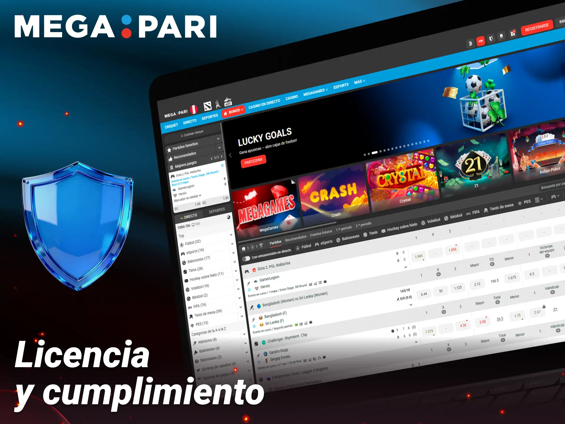 Verifica la licencia oficial y las garantías de seguridad de Megapari.