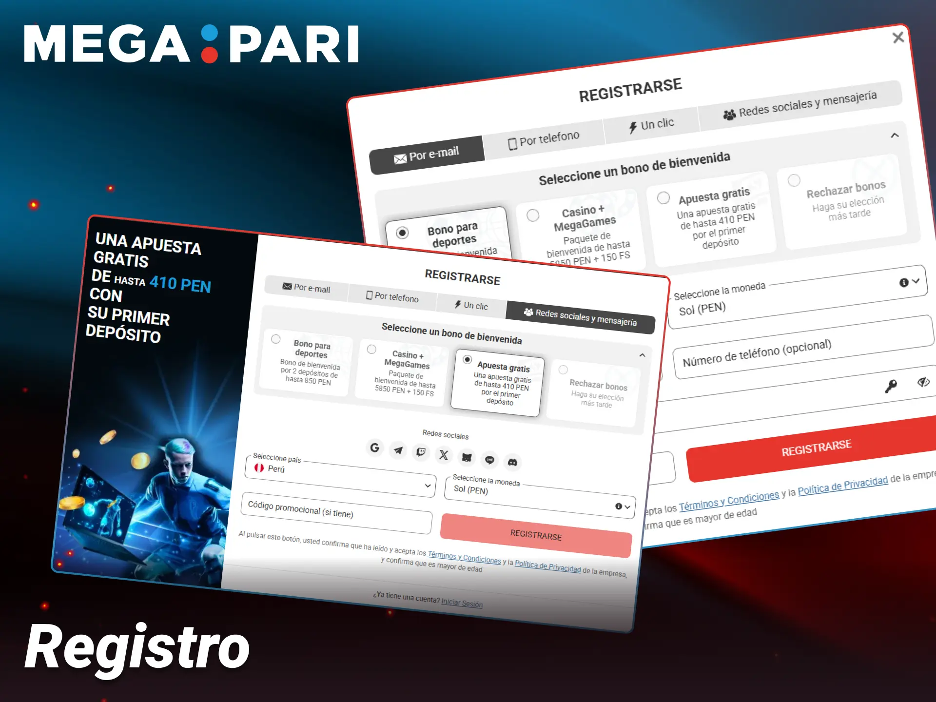Abre tu cuenta personal de jugador para comenzar a ganar en Megapari.
